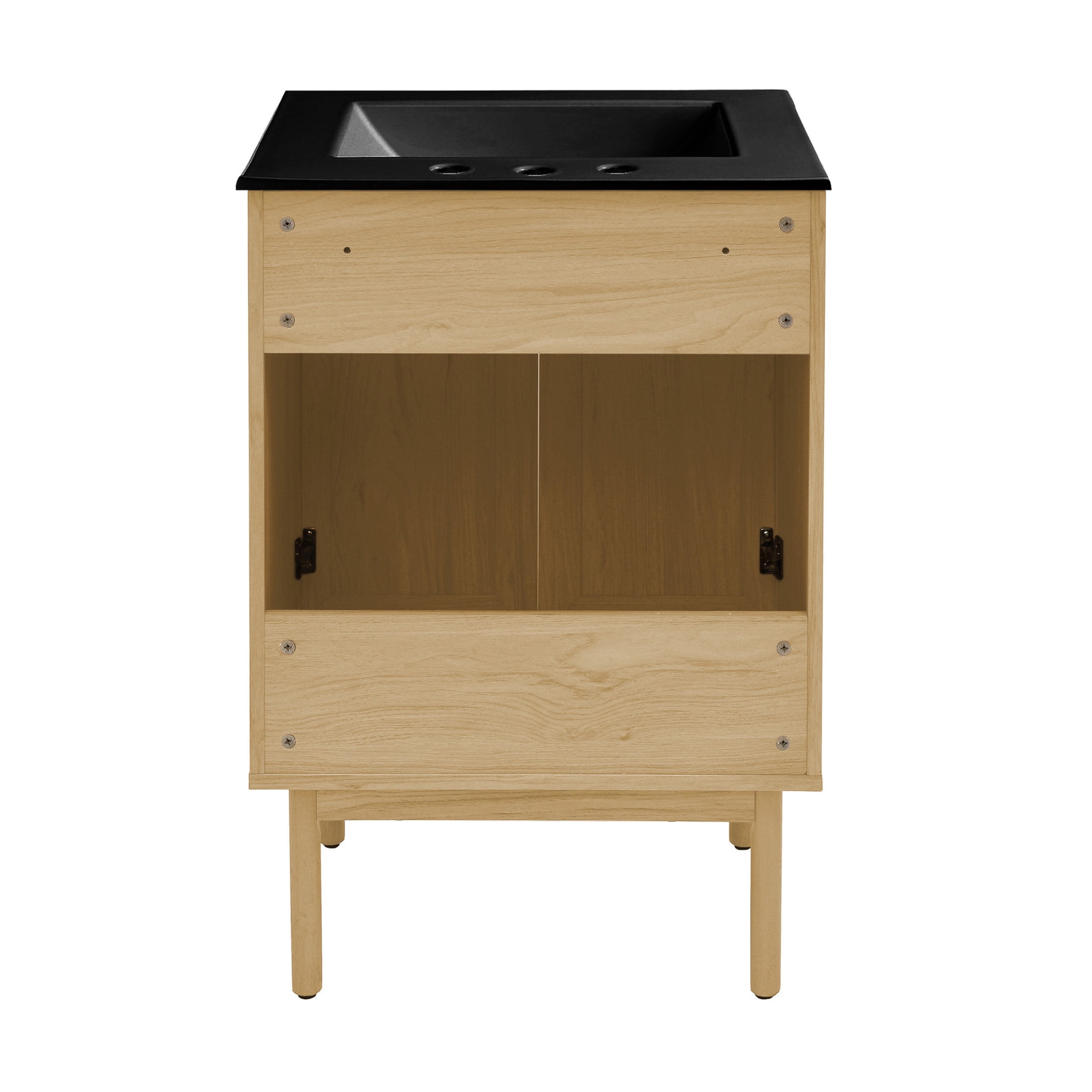 Classe 24" Freestanding Bathroom Vanity in Natural Oak with Black 3-Hole Centerset Sink Top