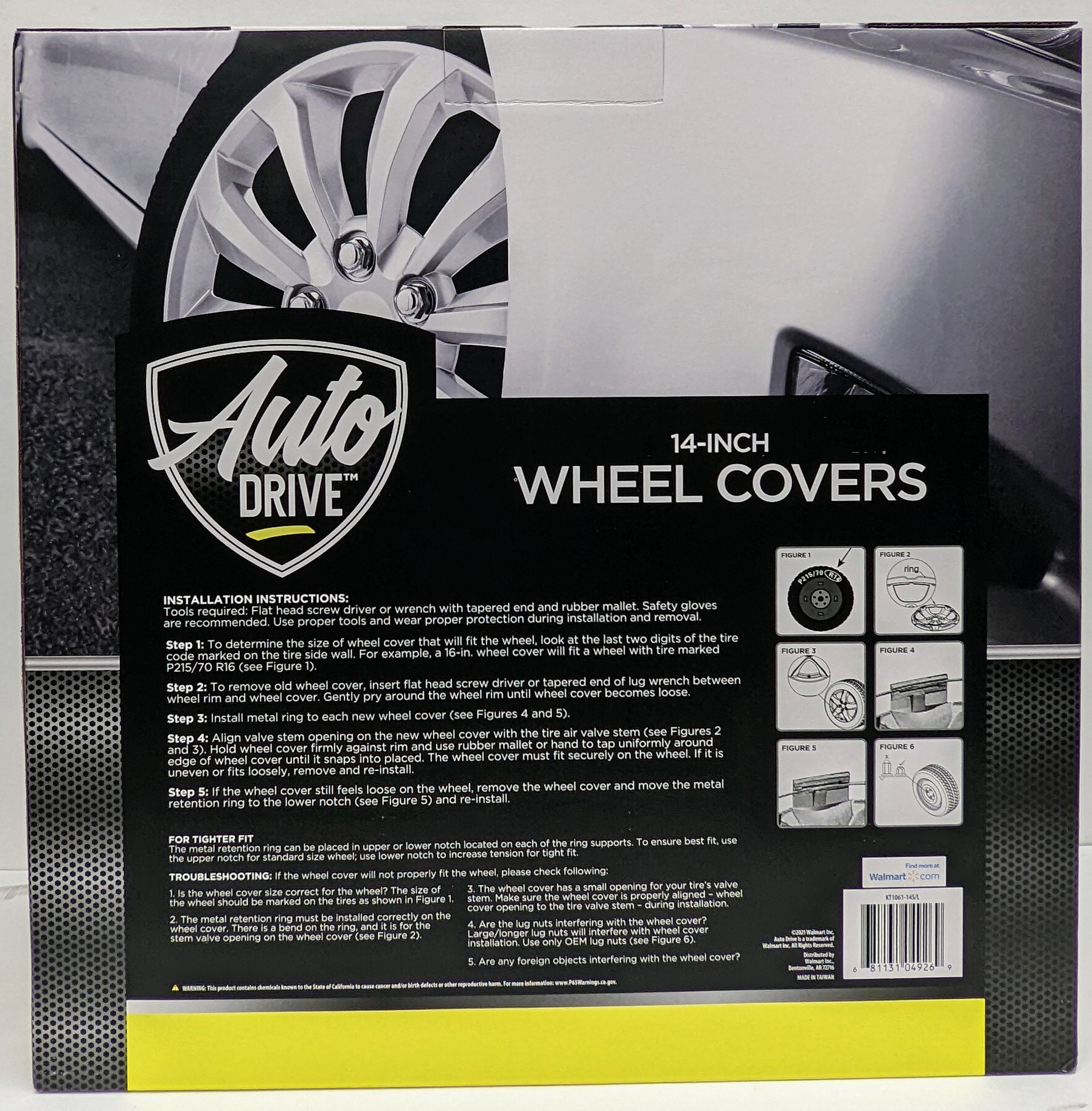 AUTO DRIVE 14 INCH SILVER ALLOY FINISH HUBCAP WHEEL COVERS – SET OF 4 – FITS MOST CARS