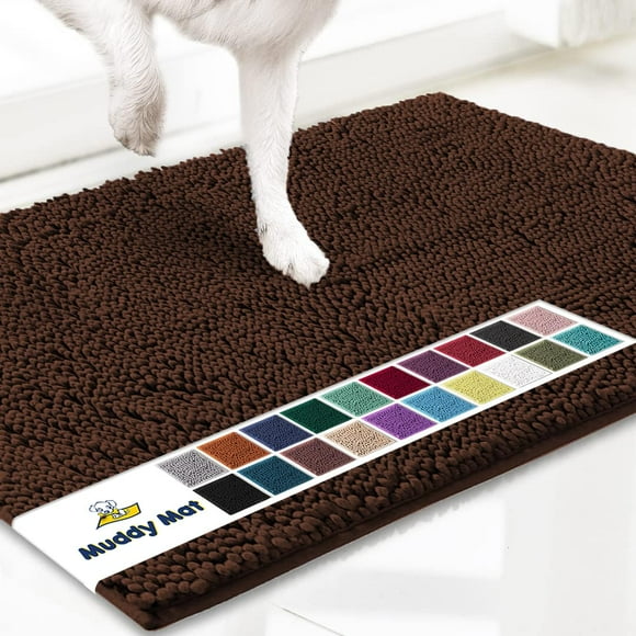 Muddy Mat® AS-SEEN-ON-TV Tapete para puerta y alfombra para mascotas de microfibra altamente absorbente, área lavable gruesa antideslizante y tapete de baño de chenilla suave para cocina, baño, dormit
