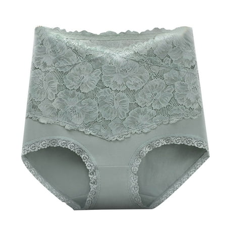 Weekend Special: Womens Panties  Ropa Interior  Women s Solid Color Lace Flower High Waist High Elasticity Large Size The Abdomen Lift Buttocks Briefs SOPATENOR Green 3XL