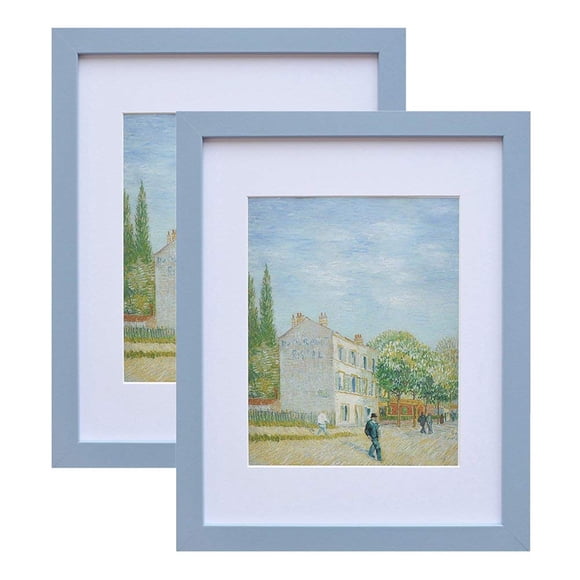 Marco de fotos Muzilife de madera con cristal auténtico, 28 x 35 cm, color azul
