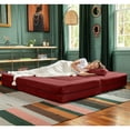 thumbnail image 3 of Porch & Den  California King Convertible Sleeper Sofa and Ottomans Berry Red Foam Velvet, 3 of 5