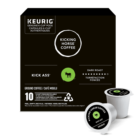 Kicking Horse Kick Ass, Dark Roast, K-Cup Coffee Pods, 10 Count, 10 Count