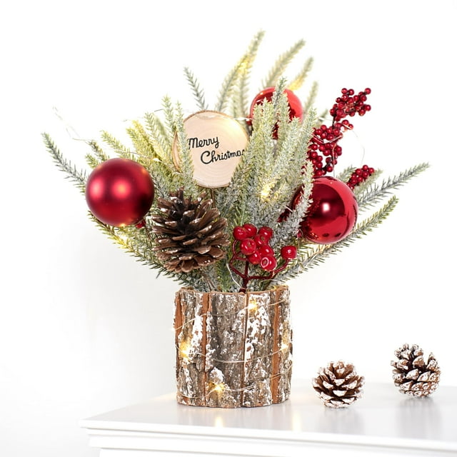 Árbol de Navidad N&T NIETING Mini de 30 cm con adornos rojos