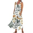thumbnail image 1 of Vestido sin Mangas para Mujeres Mezcla de Lino Impreso Cuello Redondo Largo, Casual Suelto Ajuste para el Uso Diario, Vacaciones Y Primavera Verano, 1 of 4