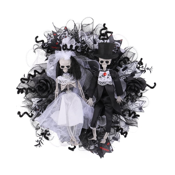 Guirnalda Malla Calavera para Novia Y Hecha A Mano Halloween Puerta Delantera Pared Habitación