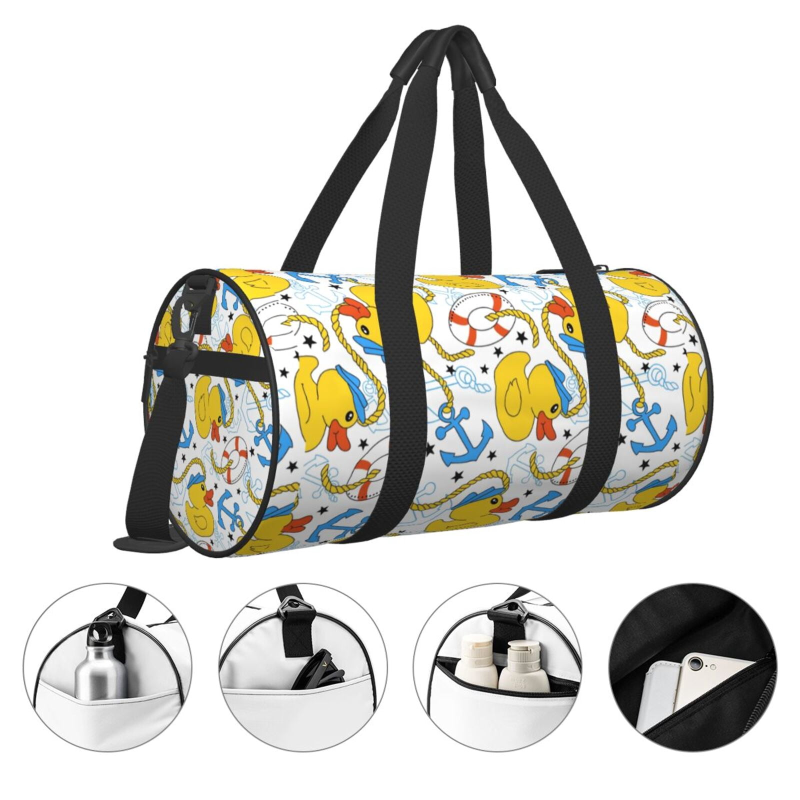 Vsdgher Ducks and Anchors 45L Foldable Duffel Bag, Sports Gym Bag,Overnight Bag, Portable Weekender Bag for Airplanes