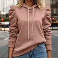 thumbnail image 2 of ATOYSOY Outwear Fall Solid Color Tops Loose Shirts for Women Crew Neck Pullovers Drawstring Long Sleeve Hoodies Sweatshirts Trendy Casual Pink XXL, 2 of 4