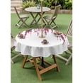 thumbnail image 4 of Outdoor Tablecloths with Umbrella Hole & Zipper, Pink Round Tablecloth 54 Inch, Summer Botanical Leaves Watercolor Waterproof Table Cloth, Patio/Pool/Picnic Table Covers, 4 of 8