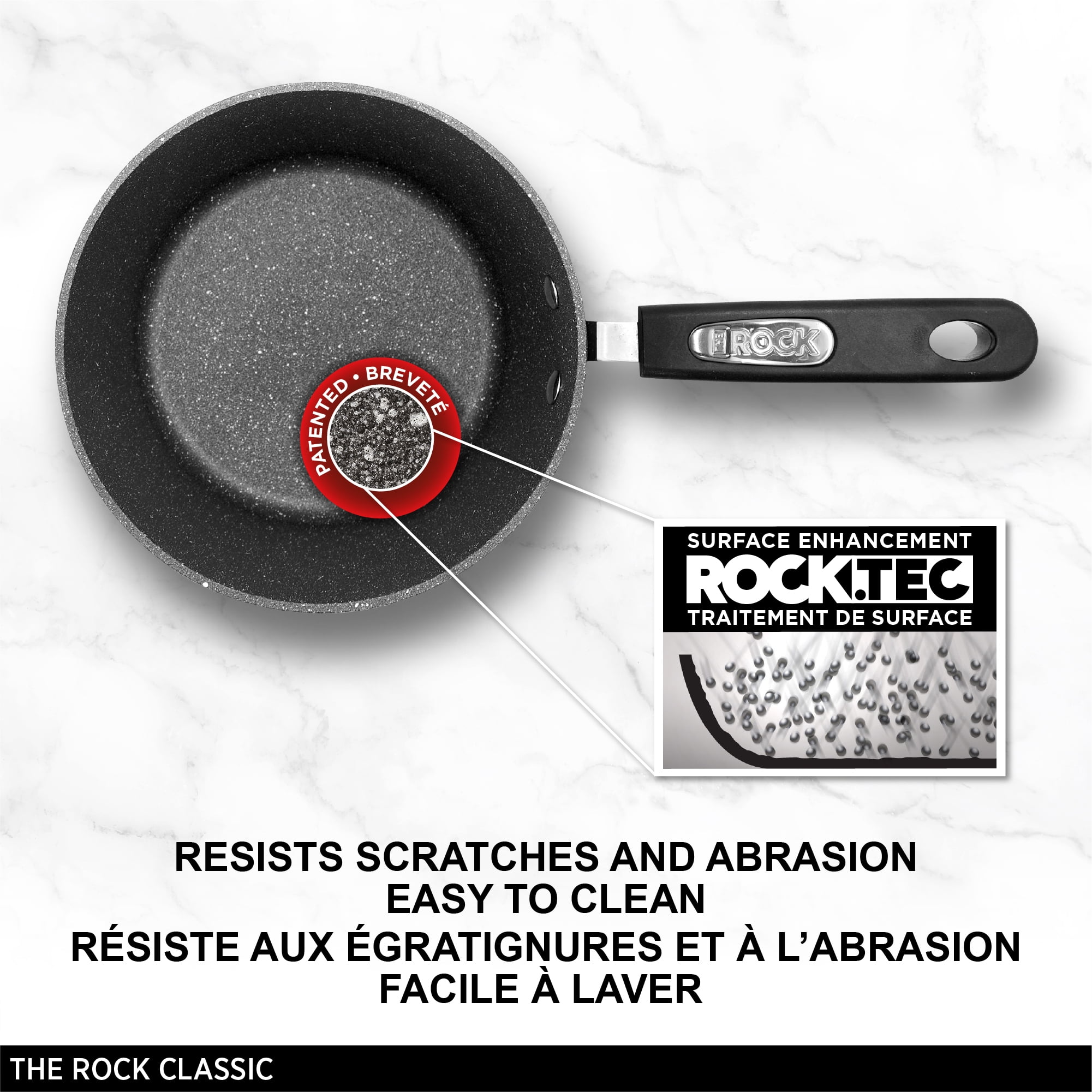 Starfrit The Rock Casserole Antiadhésive de 2,8L (3Qt) avec Couvercle, Aluminium Forgé Durable, Va au Four, Sans AFPO, Va au Lave-Vaisselle, Noire Capacité de 2.8L