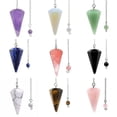 thumbnail image 2 of Natural Stone Quartz Agates Pendant Reiki Healing Cone Amethyst Charm Pendulum Pendants For Divination Dowsing Reiki Crystals, 2 of 5