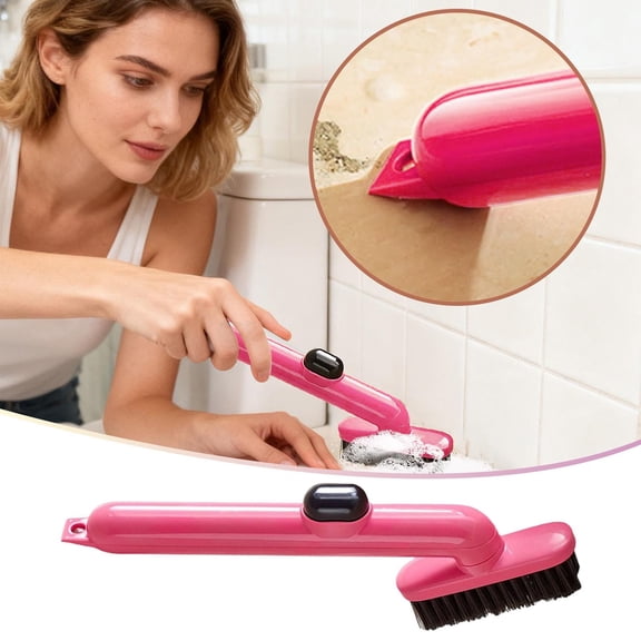 WUXIAB Multi-Purpose Scrub Brush,Ergonomic Dish Brush,Cleaning Tool For Sinks,Rotating Cleaning Brush,Dish Scrubber with Built-In Soap Dispenser,360° Rotating Brush Head for Kitchen & Bathroom,Pink
