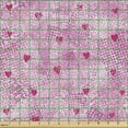thumbnail image 2 of Ambesonne Romantic Fabric by the Yard Upholstery, Hearts Abstract Shapes Art, 5 Yards, Hot Pink Magenta and White, 2 of 5
