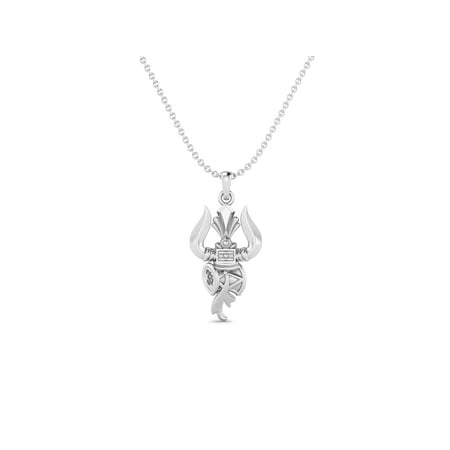 925 Sterling Silver Trishul Hindu Religious Mahadeva, Shiva Symbols, Bholenath Unisex Necklace