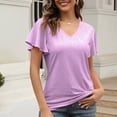 thumbnail image 2 of Fesfesfes Women Tops Women Summer Color V Neck Temperament Gentle Hollow Out T-shirt Short Sleeve Athletic Shirt Women 12(XXL), 2 of 9