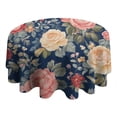 thumbnail image 4 of Pioneer Flower Floral Print Pattern Round Tablecloth 60"x60",Wrinkle Wipeable Table Cloth for Kitchen Dining Room Picnic Patio Party, 4 of 6