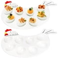 thumbnail image 5 of WUXIAB Ceramic Deviled Egg Platter,Pastel Egg Holder Plate,Easter Home Decor Platter,Round Plastic Paint Tray,Easter Ceramic Egg Tray,Hen Shape,Cute Tableware for Breakfast and Creative Serving,White, 5 of 7