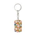 thumbnail image 2 of Uemuo Retro Summer Stamp Pattern Rectangular Metal Keychain - Durable, Stylish, and Personalized Key Ring for Men and Women,Engraved Keychain,Gift Slim Sturdy Keychain, 2 of 7