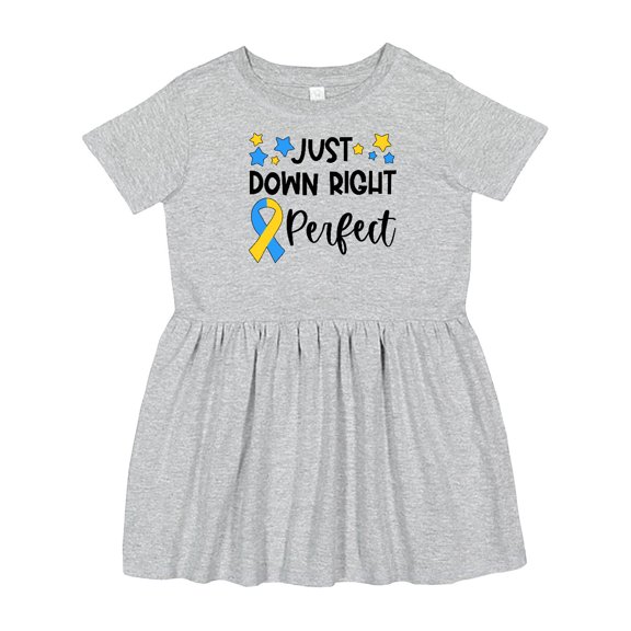 Inktastic Just Down Right Perfect Down Syndrome Awareness Ribbon Girls Toddler Dress