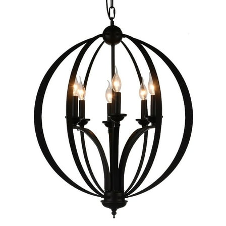 CWI Lighting Drift 6 Light Up Contemporary Metal Chandelier in Black