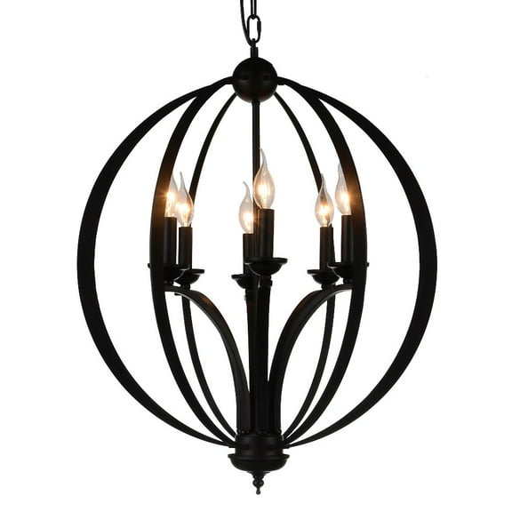 CWI Lighting Drift 6 Light Up Contemporary Metal Chandelier in Black