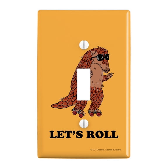 Let's Roll Armadillo Roller Skates Funny Humor Plastic Wall Decor Toggle Light Switch Plate Cover