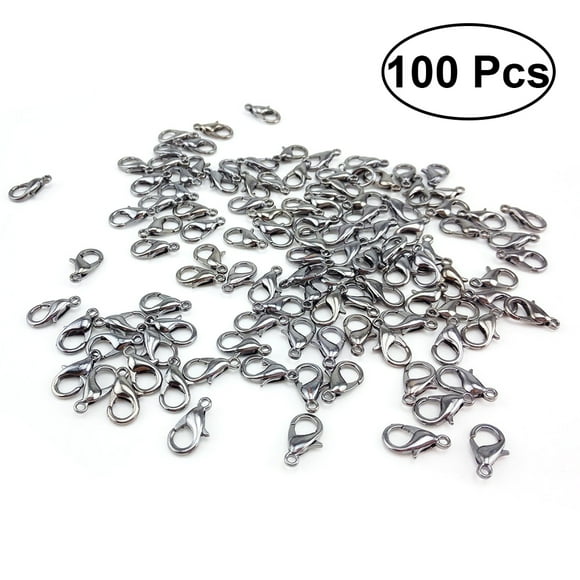 FRCOLOR lobster clasp 100pcs 7x12mm Curved Lobster Clasps Lobster Claw Clasps DIY Jewelry Fastener Hook Necklace DIY Fasteners (White),0.47"X0.28"X0.04"