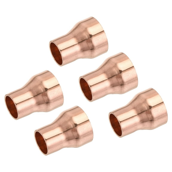 Uxcell Reducing Copper Coupling Fitting Straight with Sweat End, 13/16 x 1/2 Inch ID for Refrigeration Adapter, 5 Pack
