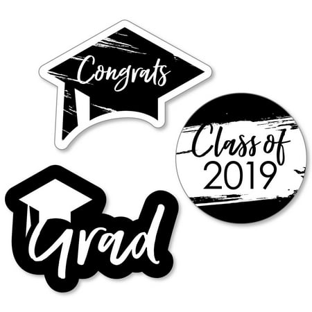 Black and White Grad - Best is Yet to Come - DIY Shaped 2019 Graduation Party Cut-Outs - 24