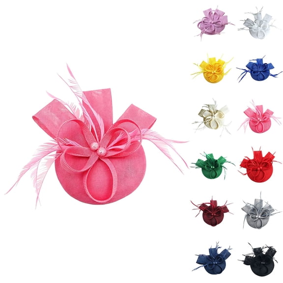 WHEANG Vintage Fascinator Hats for Women Elegant Mini Derby Tea Party Cocktail Wedding Bridal Headpiece Floral Feather Small Fascinator Headbands for Women Hair Accessory Purple Size One Size