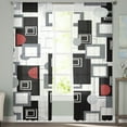 Black and White Rectangular Geometry Window Curtains Bedroom Modern