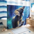 thumbnail image 5 of No Hook Shower Curtain, Abstract Art Elephants Shower Curtains for Bathroom with See Through Top Window, Blue Moon Forest Black Waterproof & Washable Bath Curtain Long 72"x78", 5 of 9