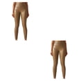 thumbnail image 4 of Qarigey Leggings de cuero para mujer, pantalones pitillo de Yoga de cintura alta, pantalones ajustados de Color sólido, medias sexis a la moda Amarillo 2XL 2piezas, 4 of 6