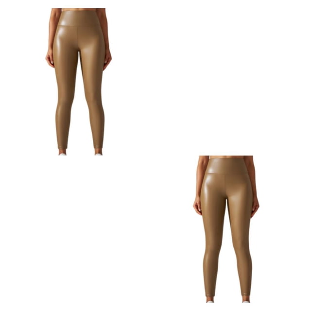 Mallas de cuero PU Sonducket pantalones pitillo de cintura alta para mujer Amarillo 4XL 2piezas