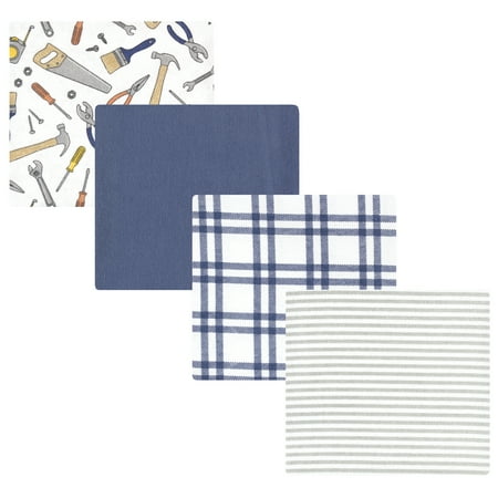 Luvable Friends Hudson Baby Flannel Receiving Blankets 4pk, Little Builder