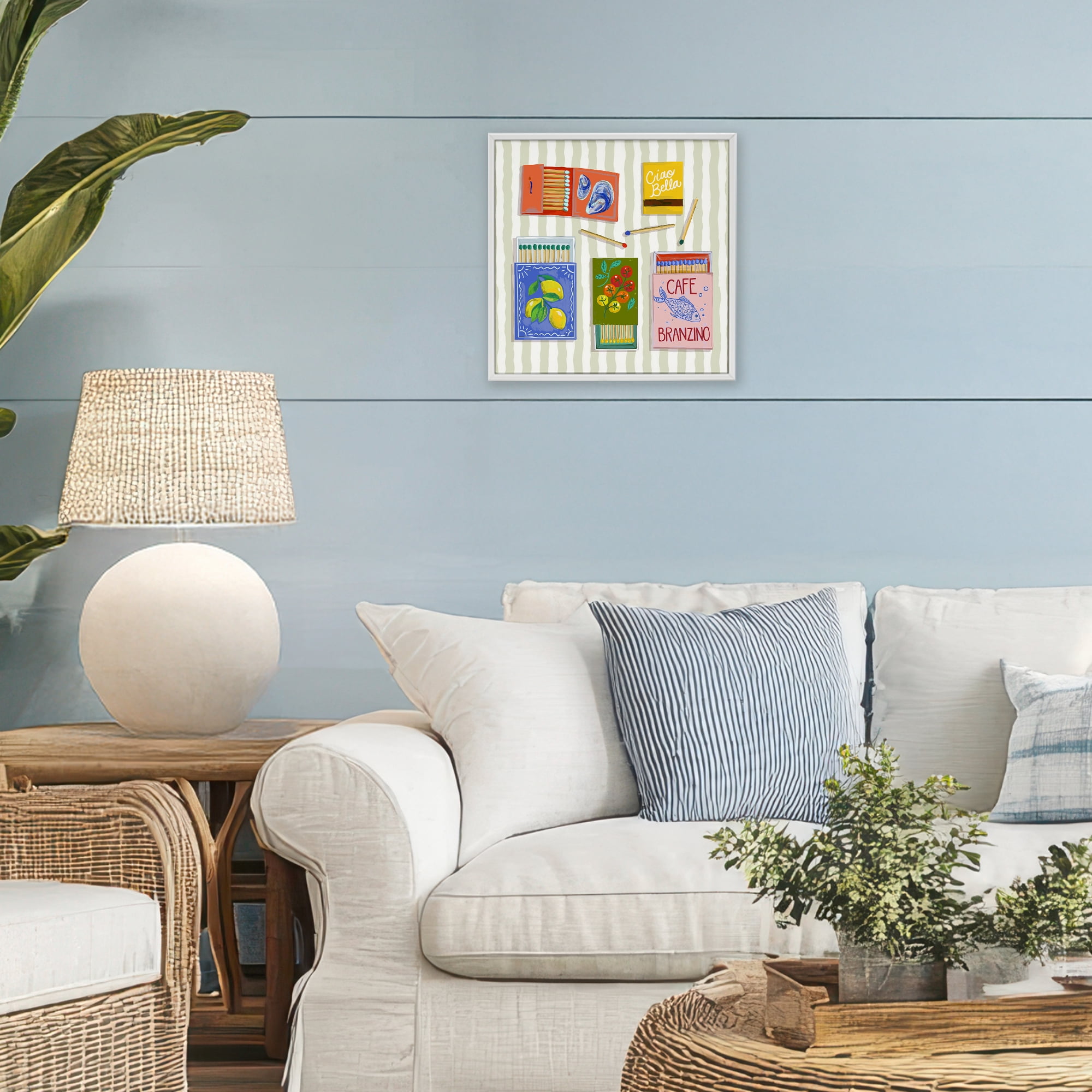 Stupell Industries Ciao Bella Seaside Matchboxes White Framed Giclee Art, design by Rachel Nerney