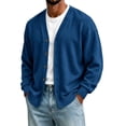 thumbnail image 2 of Mens V Neck Cardigan Zaewscy Men's V Neck Button Down Cardigan Long Sleeve Loose Casual Jacket Blue XXXL, 2 of 6