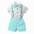 thumbnail image 5 of HCNTES Toddler Kids Boy Shorts Clothing Set Baby Boy Dress Clothes Baby Boys Formal Suit Set Short Sleeve Romper Suspenders Shorts Pants Bowtie Wedding Tuxedo Outfits, 5 of 6