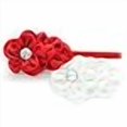 thumbnail image 3 of My Lello 2 Pack Infant Baby Satin Cascading Flower Elastic Headband (White/Red), 3 of 3