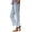 Light Blue #011, variant on Striped Linen Pants Women Summer Elastic Waist Straight Leg Cropped Pants Casual Boho Beach Trousers, M