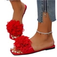 thumbnail image 2 of YOUYEDIAN Pantoufles de Maison pour Femmes Été Chaussures d'Intérieur Mignonnes Sandales Cool Sandales de Plage (Rouge), 2 of 7