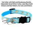 thumbnail image 3 of Cat Collar with Bell and Breakaway Buckle, Adjustable Small Kitten Collar, Lake Blue with Gold Moon and Star Pattern, for Cats and Kittens, 3 of 3