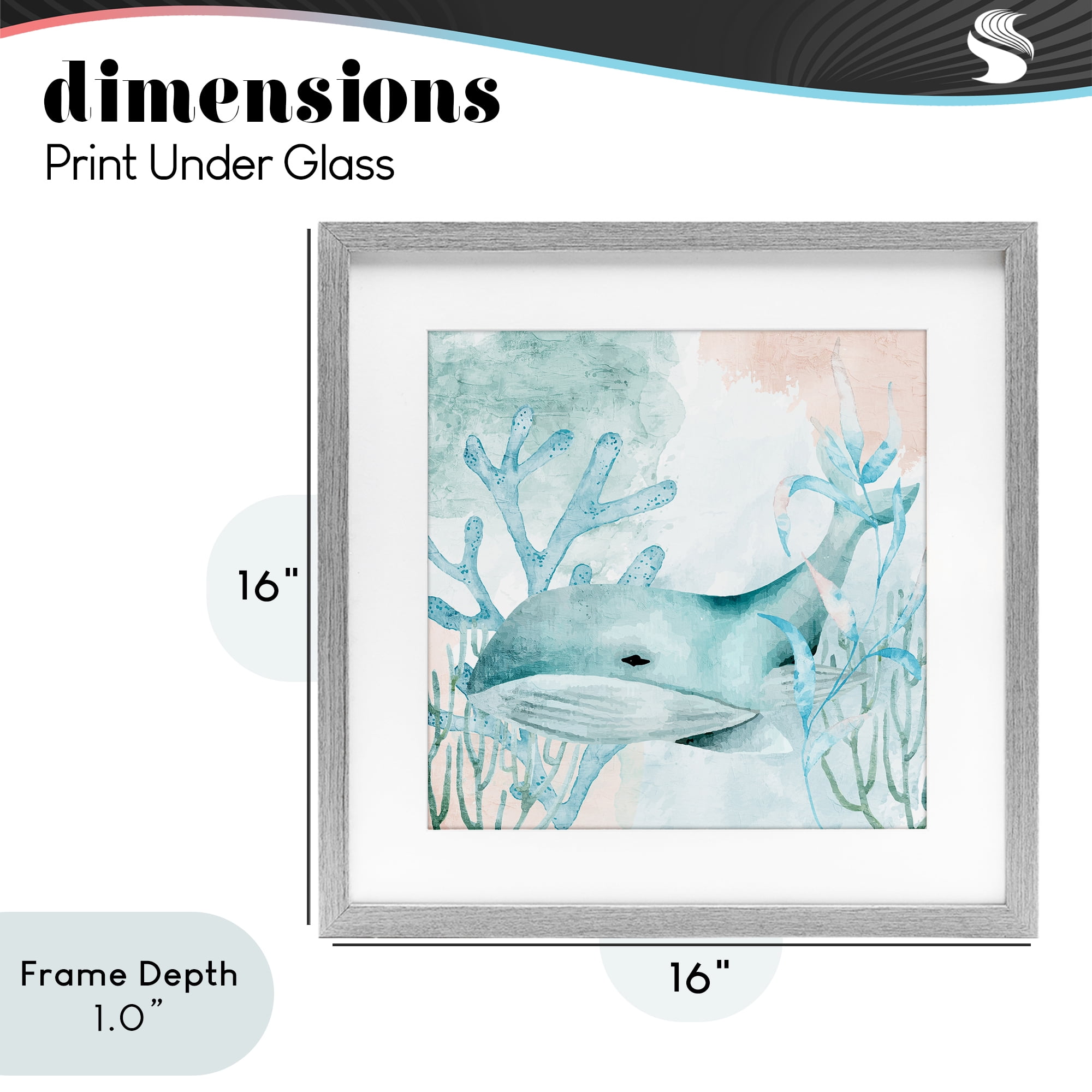 Stupell Industries Whale Sea Swim Gray Framed Print Under Glass, design by Kim Allen