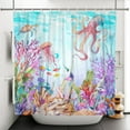 thumbnail image 3 of SUNOLIFE Ocean Theme Shower Curtain Undewater Nautical Coastal Bathroom Curtain,72x78 in, 3 of 4