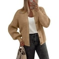 thumbnail image 3 of Stichou Women's Chunky Knit Open Front Sweater Long Sleeve Button Down Loose Casual Oversized Cardigan Outerwear Khaki XL, 3 of 6