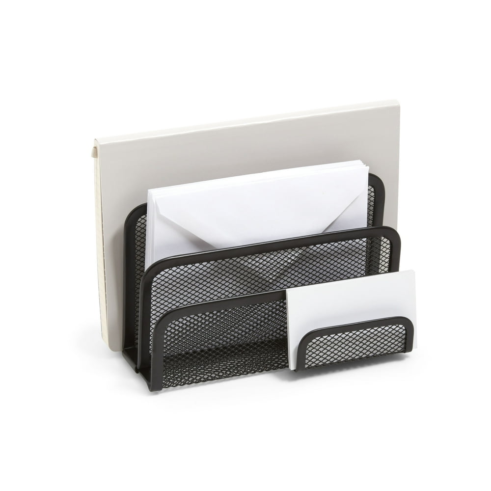 TRU RED 4 Compartment Wire Mesh Letter Holder Matte Blk TR57562CC