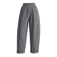 thumbnail image 5 of Maplenight Womens Cotton Pants Summer Elastic High Waisted Pants with Pockets Loose Fit Casual Trousers for Outdoor​, 5 of 5