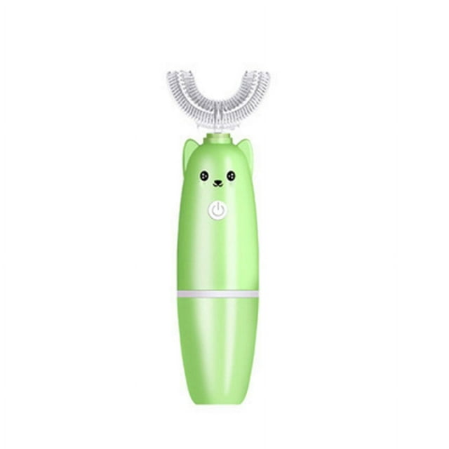 MesaSe Children Electric Toothbrush Set Cartoon U-Shape Automatic Toothbrush Portable Teeth Cleaning Tool Pink