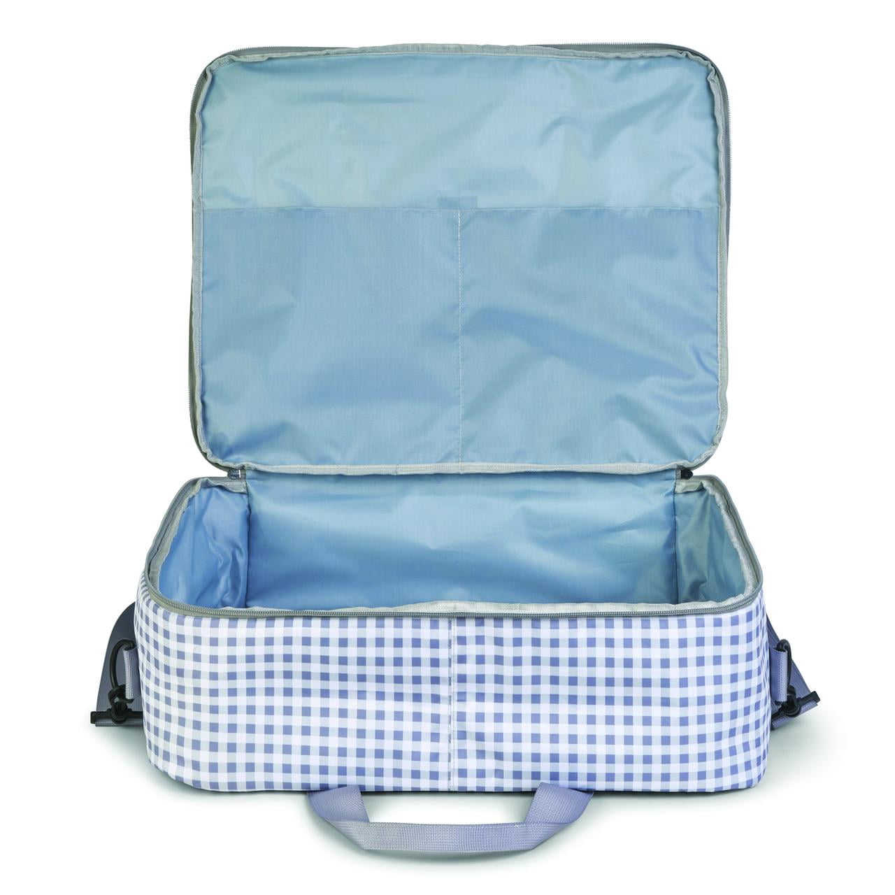 SARO Toddler Weekender Travel Bag - Gray Vichy with Pockets & Adjustable Strap