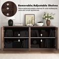 thumbnail image 3 of Rumiiro Fluted Sideboard Buffet Cabinet Modern Minimalist 4 Doors Adjustable Shelves Storage 63 in L x 16 in W x 30 in H, Walnut, 3 of 6